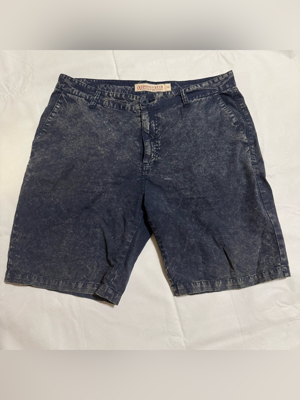 Indigo Star Men's Washed Navy Flat Front Shorts